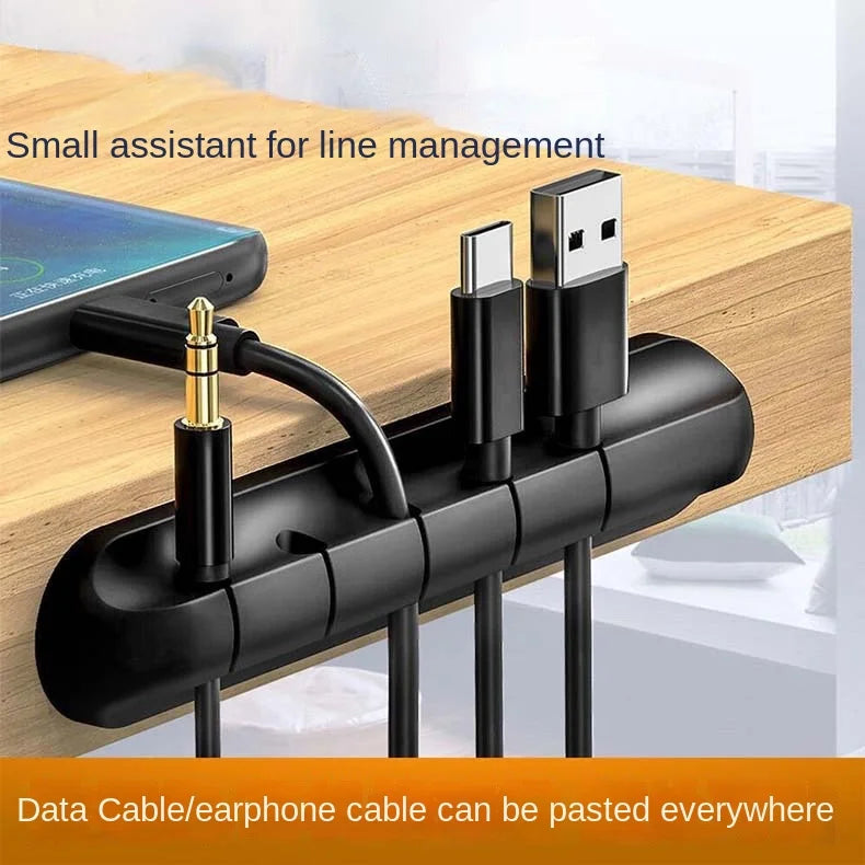 Self-Adhesive Power Cord Manager Fixed Chuck Plug Mouse Cable Headset Winder Mobile Phone Data Cable Card Silicone Desktop