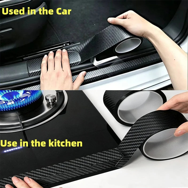 1-5m Nano Carbon Fiber Car Tape Sticker Door Mirror Paste Protector Strip DIY Protection Protective Film Waterproof Adhesive
