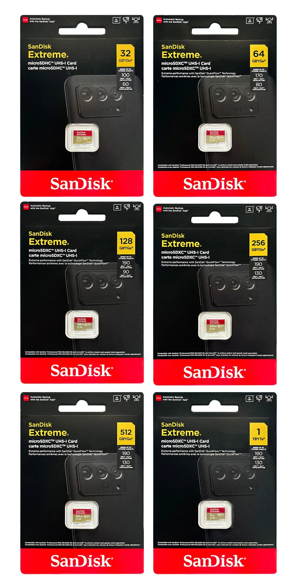 SanDisk Memory Card MicroSD 32GB 64GB 128GB 256GB 512GB 1TB micro SD Card Extreme TF Card Class10 U3 V30 4K UHD A2 micro SDXC