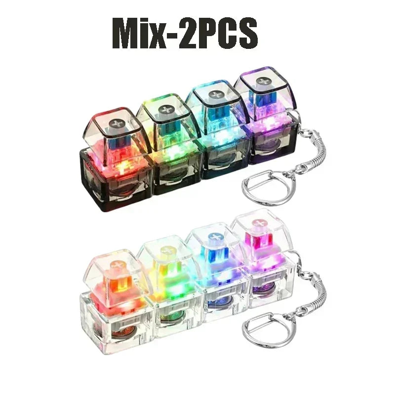 Portable LED Keyboard Keychain Click Button Stress Reliever Cute Desk Accessory for Office Anxiety Relief Fun Gadget Idea Amagi
