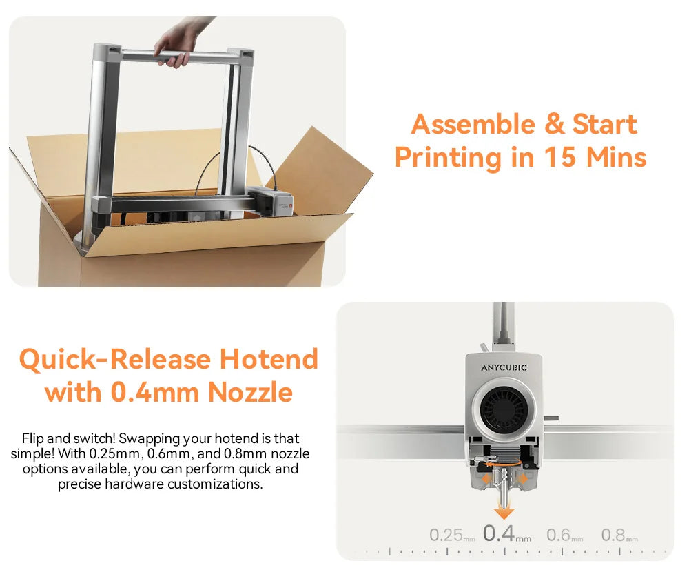 ANYCUBIC Kobra 4/Kobra 4 Combo 600mm/s Fast Printing Multi-Color 3D Printer Up to 8 Colors ACE 2 Pro Filament Drying APP Control FDM 3D Printer