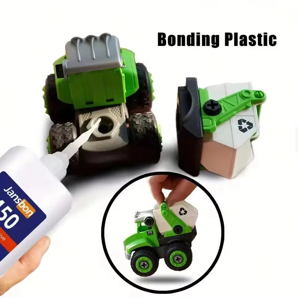 502 super strong quick-drying adhesive, professionally used for daily repair of toy plastics, is white, transparent and odorless