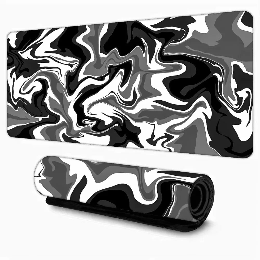 CIFBUY Large Gaming Mouse Pad Black Gray Swirl Design Desk Mat Non-Slip PC Computer Keyboard Office Carpet Maus Pad
