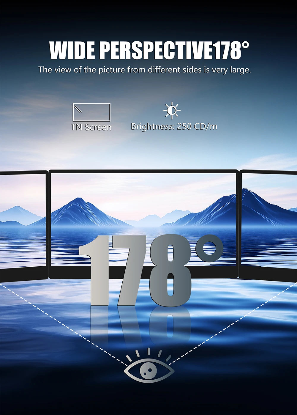 MUCAI N140-S36 Portable Display 14 Inch 60Hz Resolution 1366*768 TN Panel 250cd/㎡ Brightness 3ms Response Portable Monitor