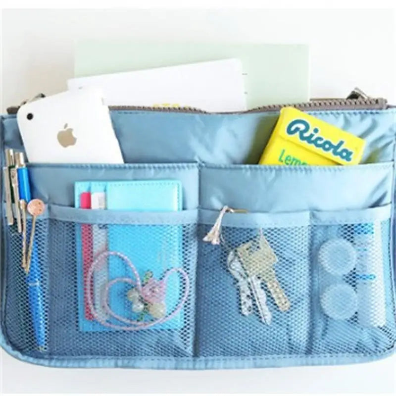 HOMEFISH Multi Pocket Portable Cosmetic Storage Bag, Large Capacity Double Zipper Travel Mommy Toiletry Bag
