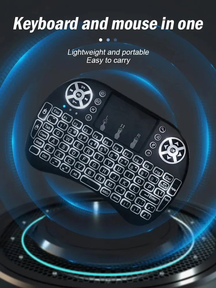 I8 Mini Wireless Keyboard 7 Color Backlit Russian French Spanish Portuguese Arabic 2.4G Air Mouse Remote for Android TV Box PC