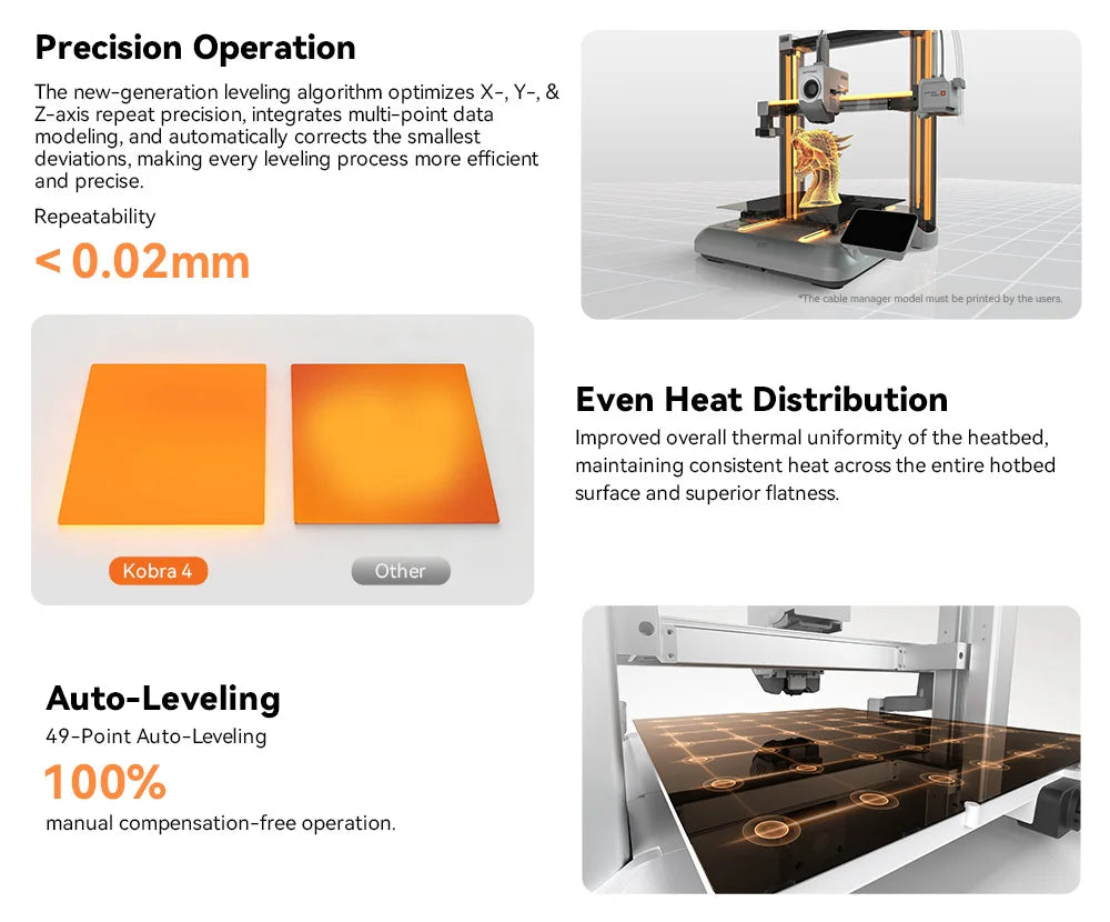 ANYCUBIC Kobra 4/Kobra 4 Combo 600mm/s Fast Printing Multi-Color 3D Printer Up to 8 Colors ACE 2 Pro Filament Drying APP Control FDM 3D Printer