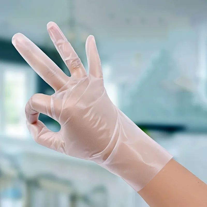 100/200PCS Disposable TPE Gloves, Powder Free and Latex Free, Suitable for Kitchen, Bathroom Cleaning