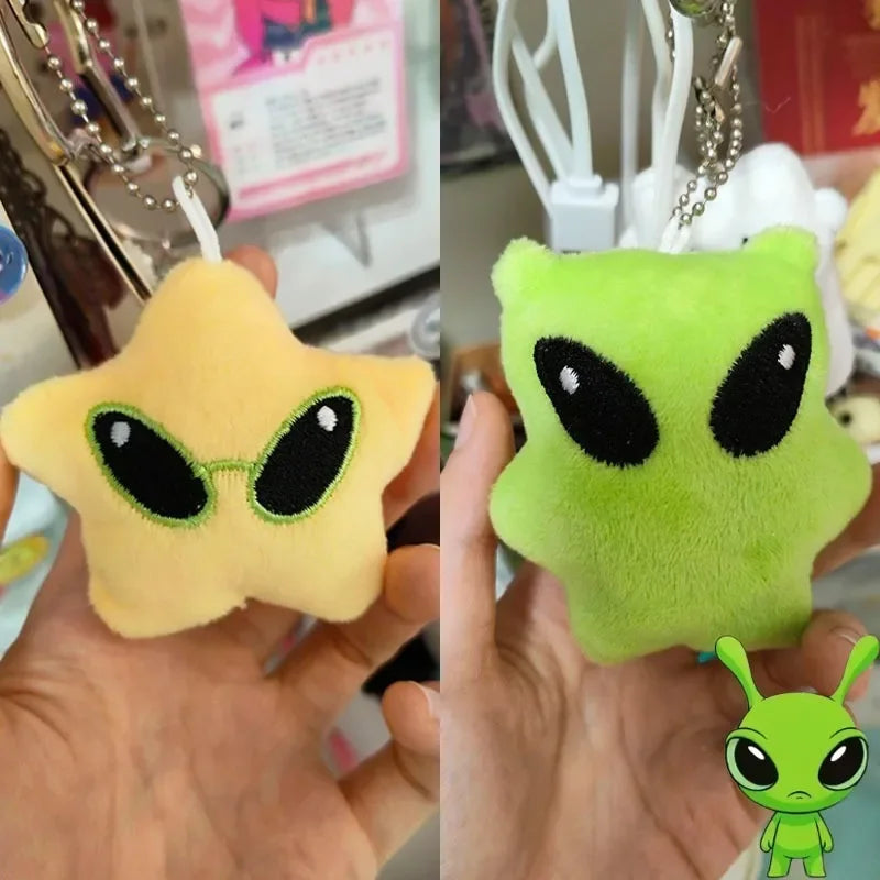 1/2Pcs Cartoon Plush Alien Keychain Cute Handbag Backpack Fluffy Car Phone Strap Accessory Gifts Kawaii Decor Star Doll Keyrings