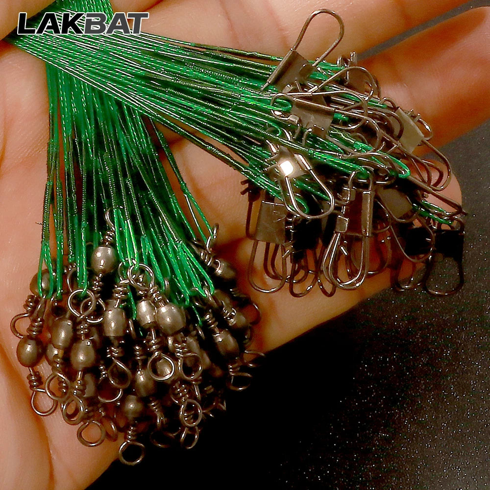 Lakbat 20Pcs Steel Wire Leader Anti Bite Fishing Line Leash Swivel Snap Connector Pesca Sea Fishing Tackle Accessories