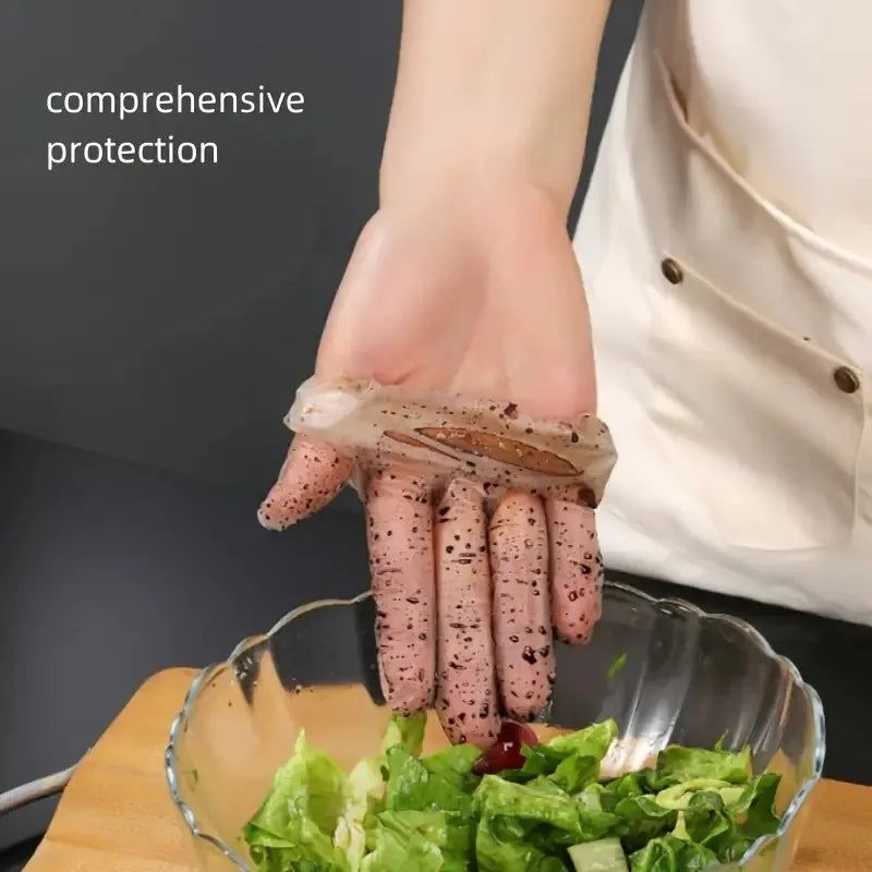 100PCS Disposable TPE Gloves Kitchen Bathroom Restaurant Camping Travel Waterproof Oil-Proof Household Cleaning Tools