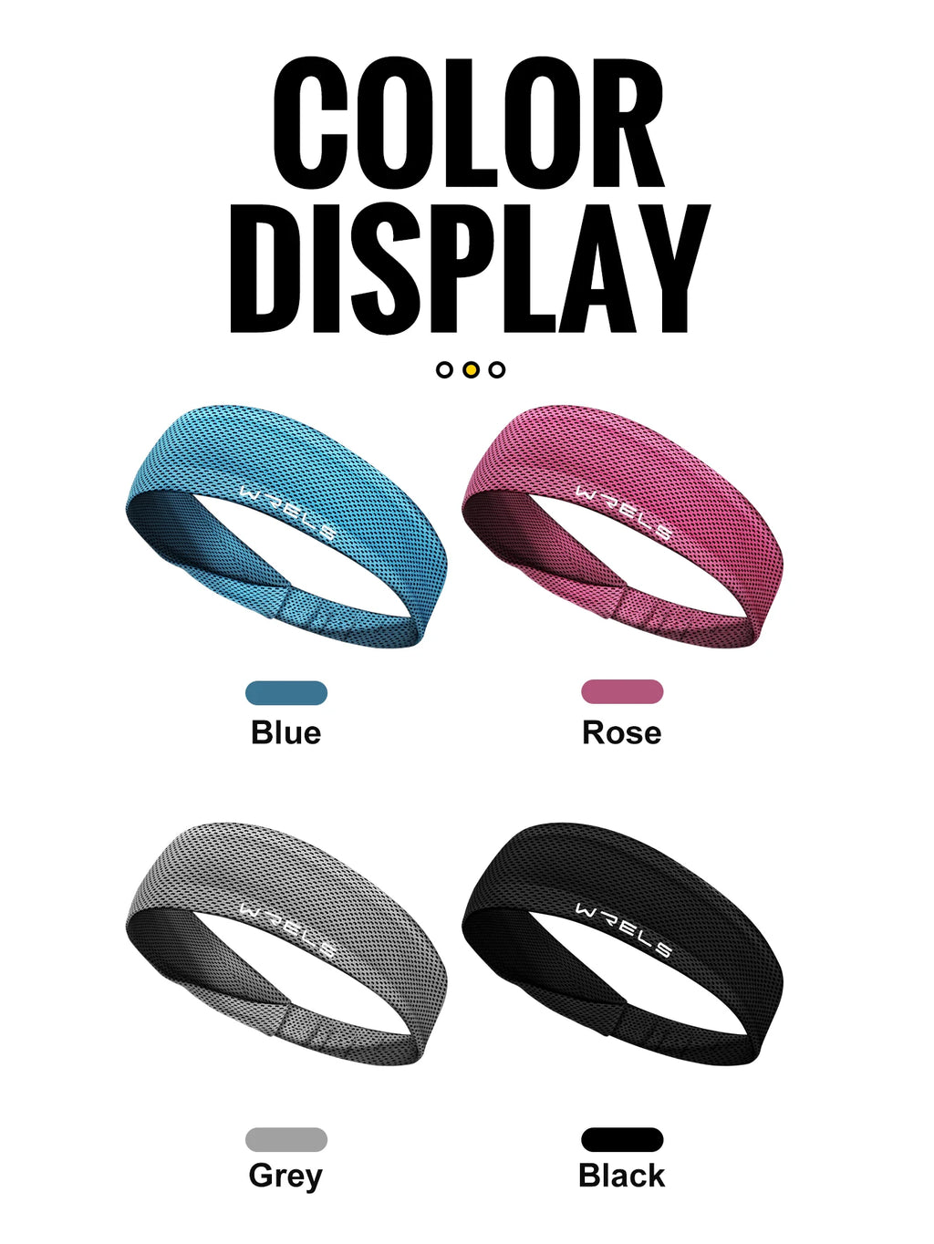 WRELS Sport Headband Sweatband Running Hair Band Yoga Fitness Gym Workout Mesh Breathable Moisture Wicking Anti Slip Hairband