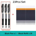 23 Pack Retractable Ballpoint Pen 0.5mm Large Capacity Black Red Blue Ink Replaceable Refills School Office Writing Stationery