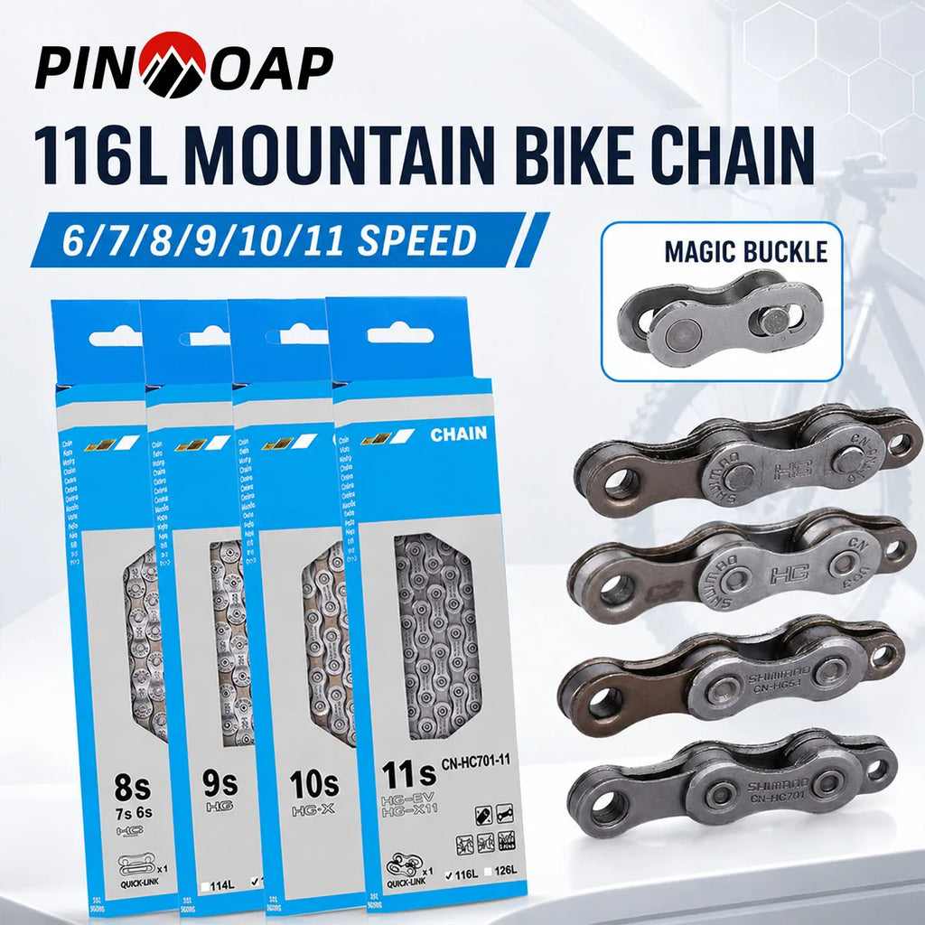 PINMOAP 1PC Universal Bicycle Chain 6/7/8/9/10/11 Speed Smooth Shift Bike Chain Fit MTB Road Cycling Repair Parts Durable Anti