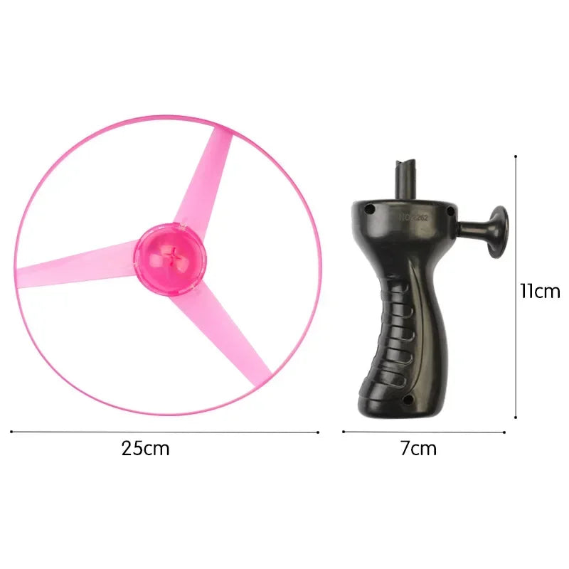 1Q-Luminous Flying Disc Propeller Toys LED Lighting Pull String Flying UFO Toy Spinning Top Outdoor Game Sports Toy Gift