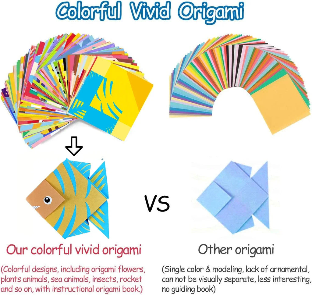Origami Kit with 30/96 Sheets Paper & Guide Book, DIY Craft Art for Beginners Kids, Multiple Difficulty Level Challenges