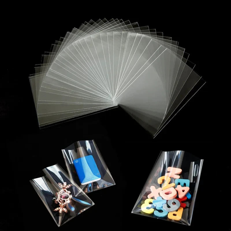 100Pcs Transparent Self-sealing Jewelry Accessories Candy OPP Self-adhesive Bag Packaging Resealable Gift Cookie Packaging Bag