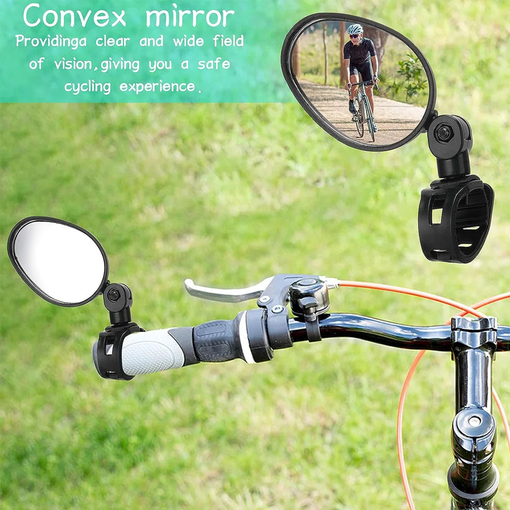 1/2pcs Bike Rearview Mirror 360° Adjustable Rotatable Handlebar Convex Mirror Safe Wide Angle For Bicycle Cycling Outdoor Sports