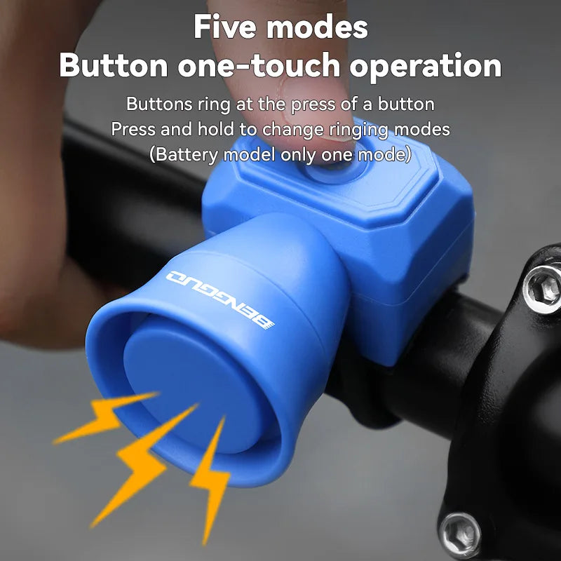 5 Mode Bicycle Electric Horn MTB Super Loud 120db Bell Bike Electronic Horn Scooter Personalized bell Riding Accessories