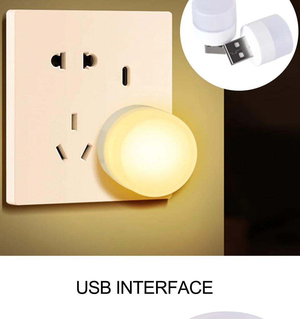 1/10Pcs Mini USB Night Light Warm White Eye Protection Book Reading Light USB Plug Computer Mobile Power Charging LED Night Lamp