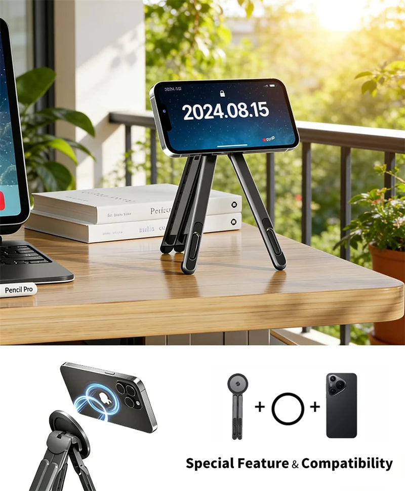 Portable Foldable Laptop Stand for Desk Foldable Ergonomic 8-Level Height Construction Tripod Compatible Portable with Convenien
