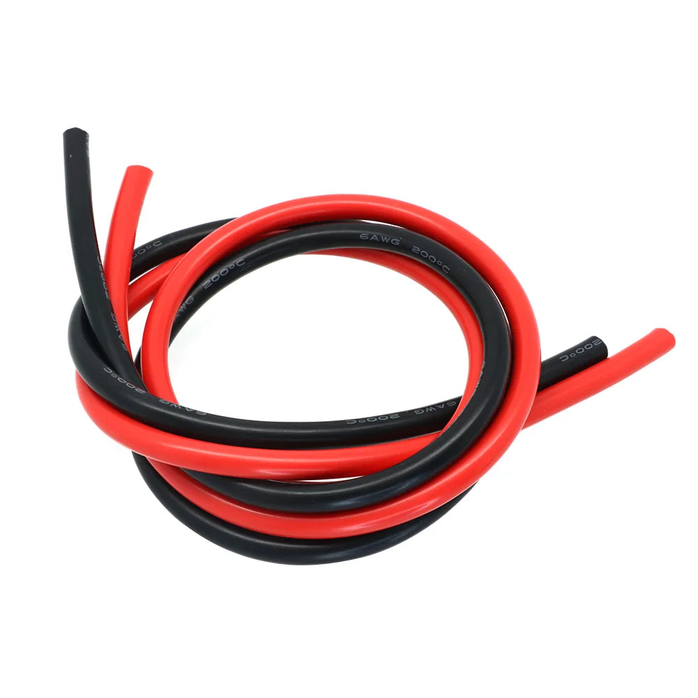 2 Meter Silicon Wire 8 10 12 14 16 18 20 22AWG Heatproof Soft Silicone Silica Gel Wire Cable (1Meter Red+1Meter Black) )