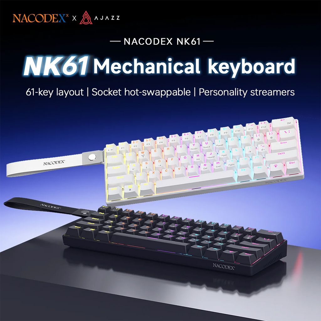AJAZZ NK61 Wired Mechanical Gaming Keyboard, Supports Full-Key Hot-Swapping, Suitable for Both Office Work and Gaming