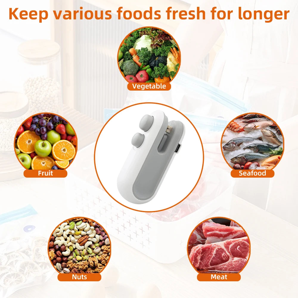 🍱 Mini Selladora Térmica Portátil para Bolsas de Alimentos 🔥 Cierre Hermético | 🛍️ Sellador de Bolsas de Plástico | 🏠 Ideal para Conservar la Frescura de tus Alimentos