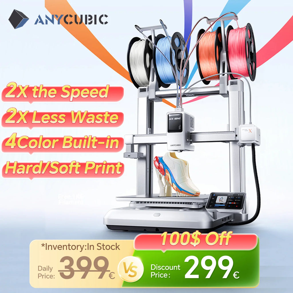 ANYCUBIC Kobra X 600mm/s Max Print Speed 3D Printer 2x Time & Material Savings Up To 19 Colors Printing AI Detection 3D Printer