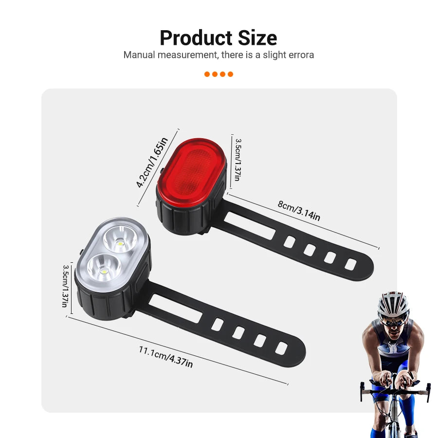 Rechargeable Bicycle Lights Bike Safety Warning Lamp Outdoor Waterproof Cycling Flashlight For Mountain And Road Bikes