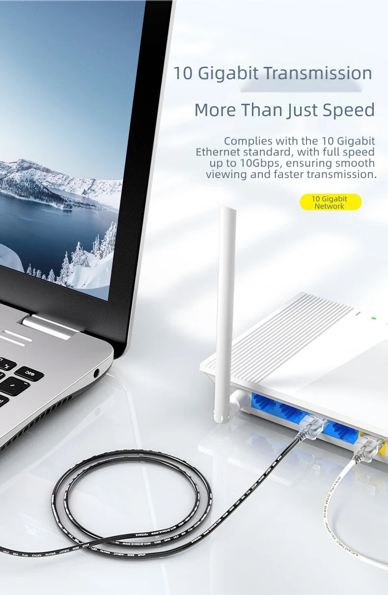 SAMZHE Slim Cat6A RJ45 Internet Cable High Speed 10Gbps 31AWG Pure Copper Wire Core Network LAN Computer Patch Cable For PC