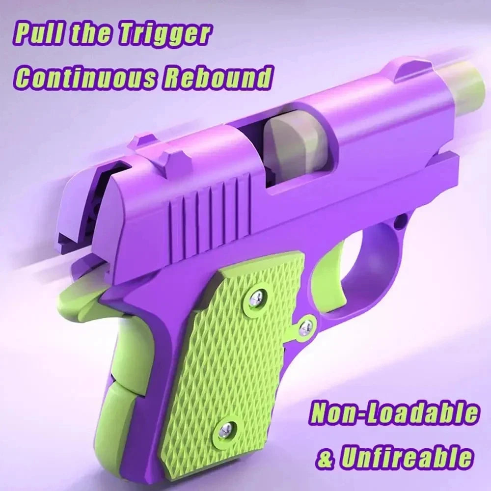 3D Printed Gravity Fidget Stress Relief Mini Pistol Toy Plastic Manual Burst Decompression Toy Christmas Gift
