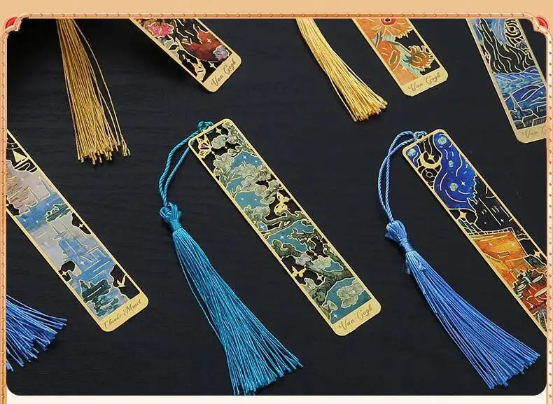 1-6-12 Pcs Creative Metal Book Mark Vintage Oil Painting Bookmark Office School Supplies Funny Gift Stationery Items