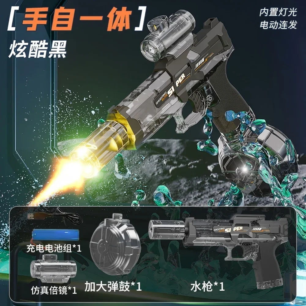 emote Control Electric Water Gun, Flame Muzzle Automatic Spray Water Blaster, Summer Swimming Pool Outdoor Water Toy forBoysGift