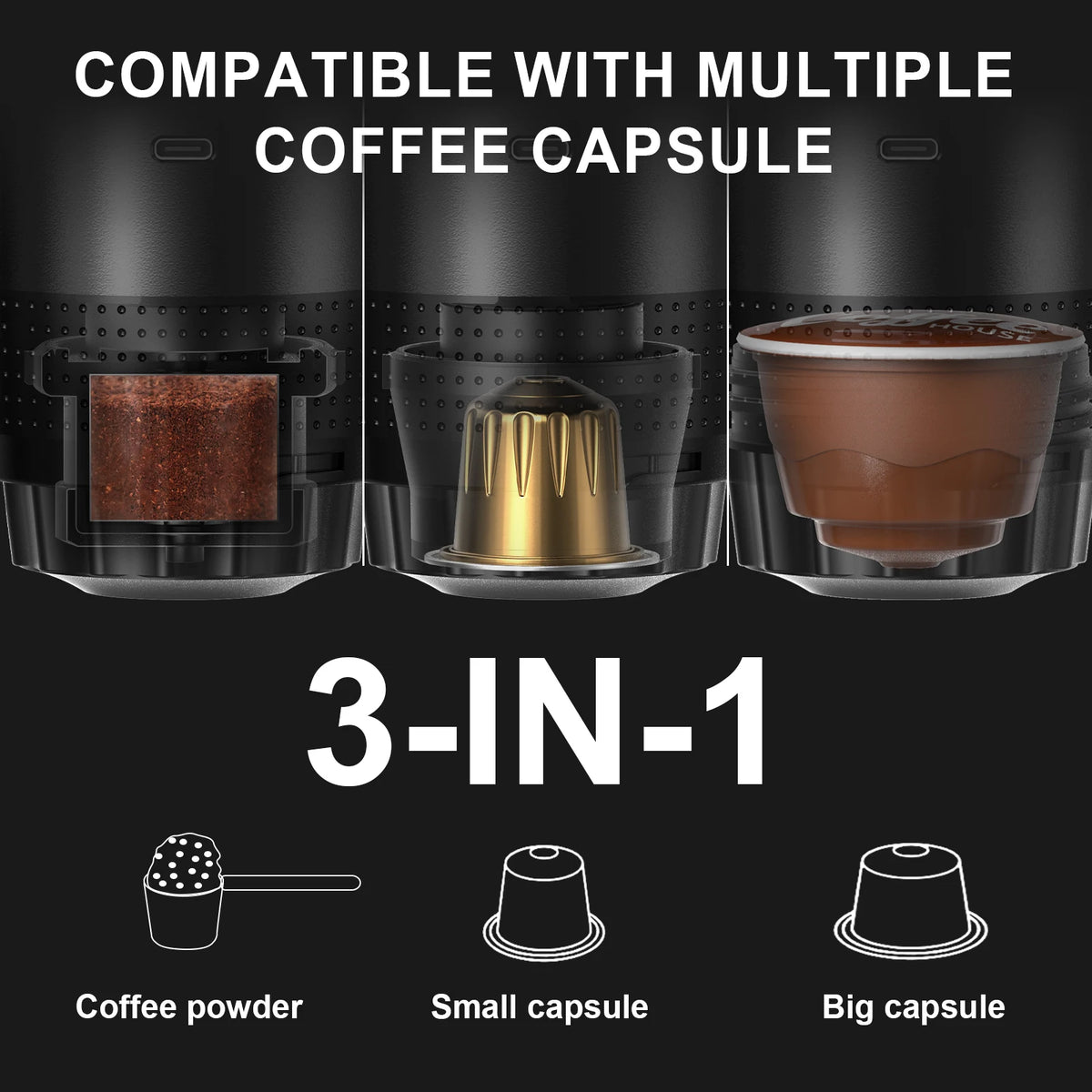 Máquina de Café Espresso Portátil Eléctrica Inalámbrica 3 en 1 ☕️🏕️