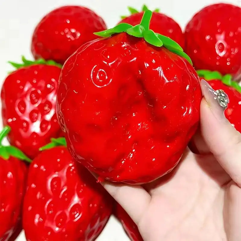 Strawberry Crunchy Squishy Stress Ball Toy Building Block Filling Handmade Crispy Fidget Ball ASMR Sensory Stress Relief Toy