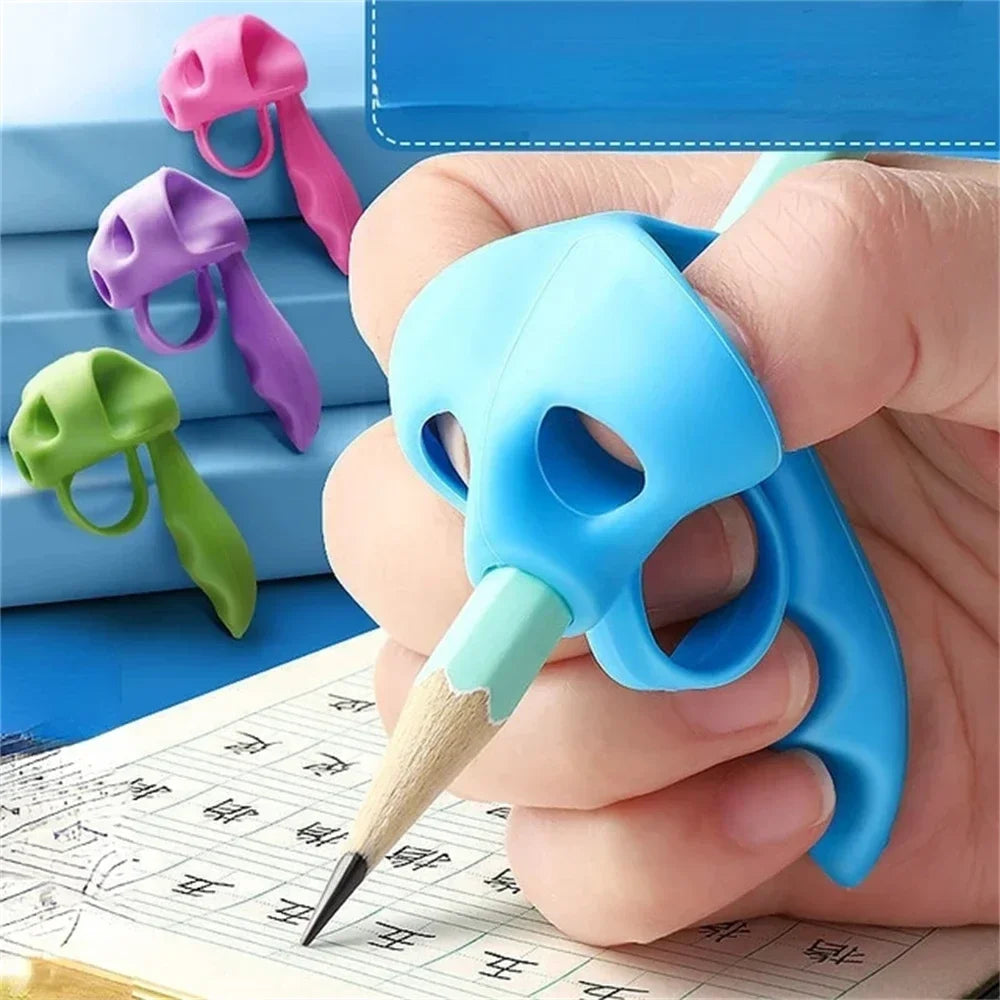 4 Pack Ergonomic Pen Grip Corrector Soft Rubber Hand Writing Posture Trainer Kids Handwriting Aid Correction Stationery Tool