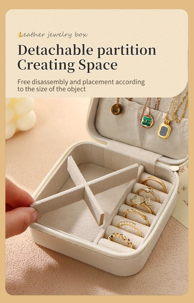 Wunionup Portable Mini Jewelry Travel Case PU Leather Organizer Box Jewelry Storage Holder for Girls Womens Earring, Necklace