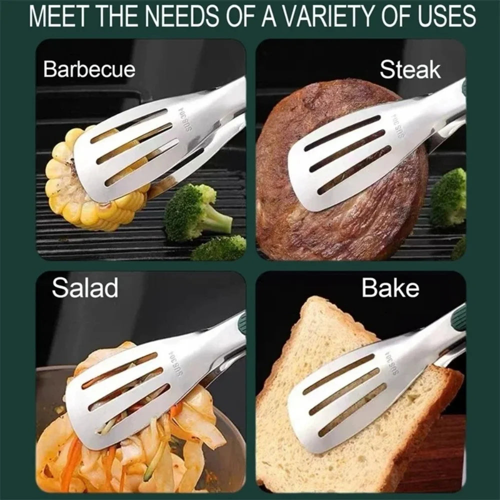 Kitchen Gadgets New Stainless Steel Food Tongs BBQ Meat Salad Bread Clip Barbecue Grill Buffet Clamp Non-slip Tong Cooking Tools