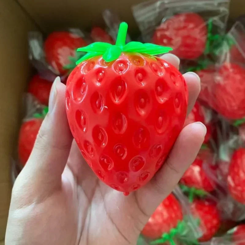 Strawberry Crunchy Squishy Stress Ball Toy Building Block Filling Handmade Crispy Fidget Ball ASMR Sensory Stress Relief Toy
