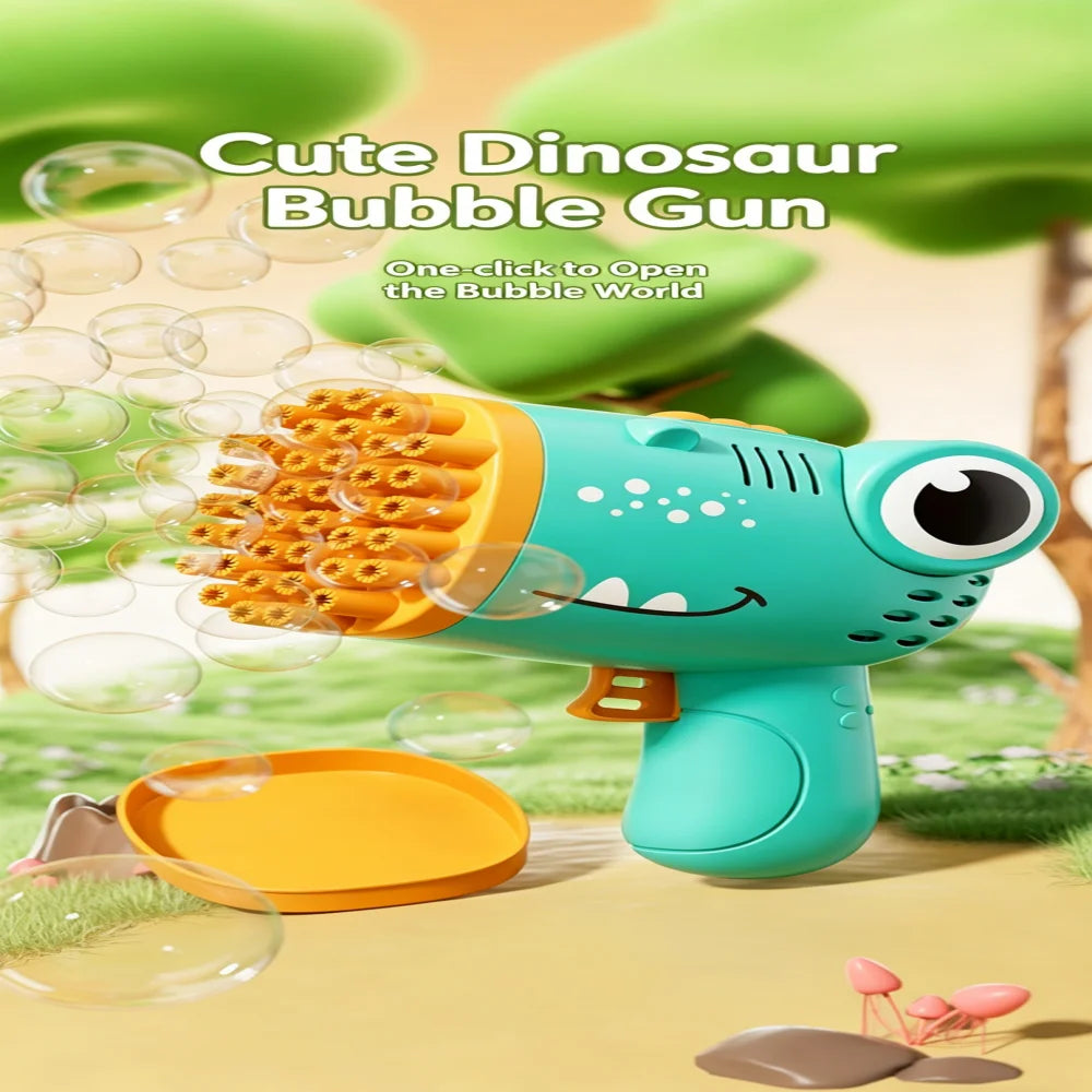 40 Hole Dinosaur Bubble Gun, 2-in-1 Electric Soap Water Bubble Machine, Summer Outdoor Interactive Desktop Game, Party Gift