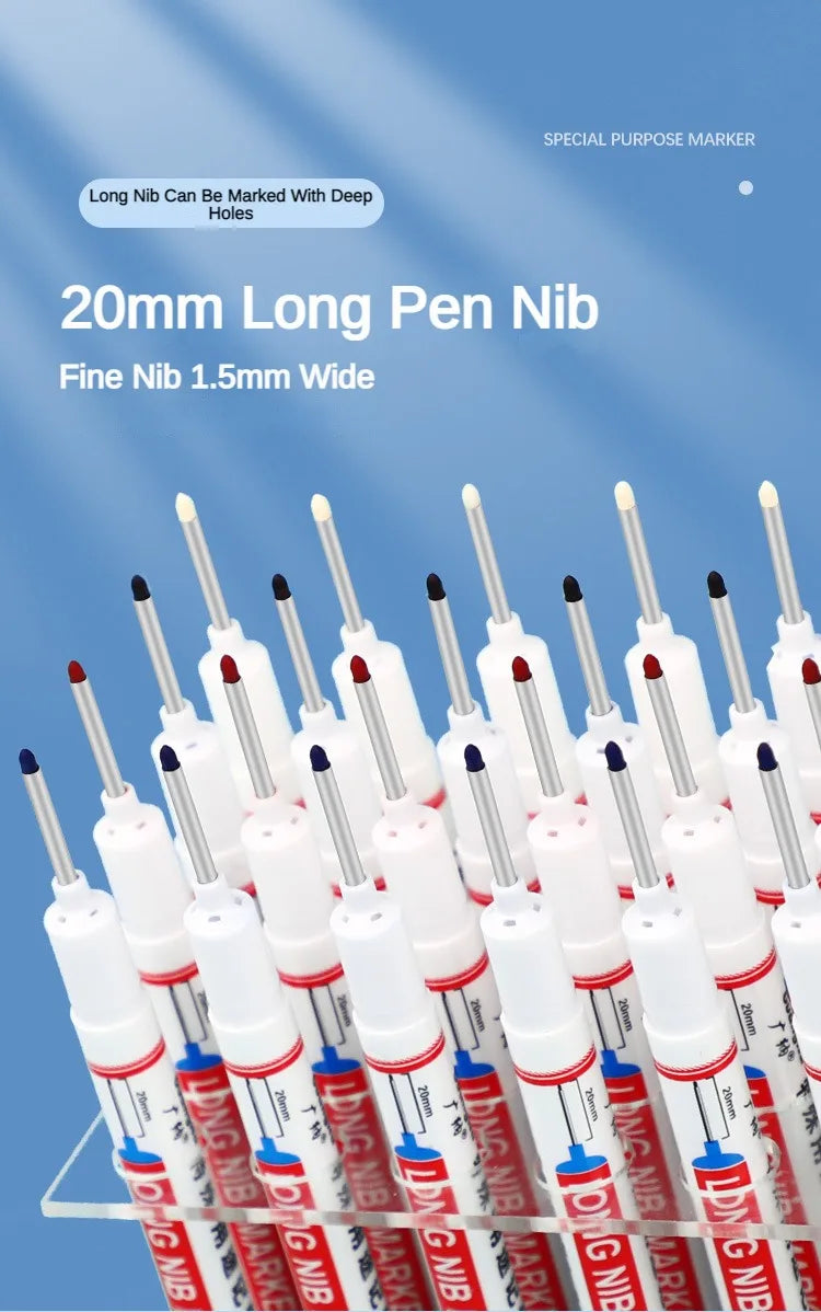 4-80Pcs 2cm Waterproof Long Head Markers Deep Hole Marker Pen for Metal Carpenter Red/Black/Blue/Green Ink Woodworking Tools