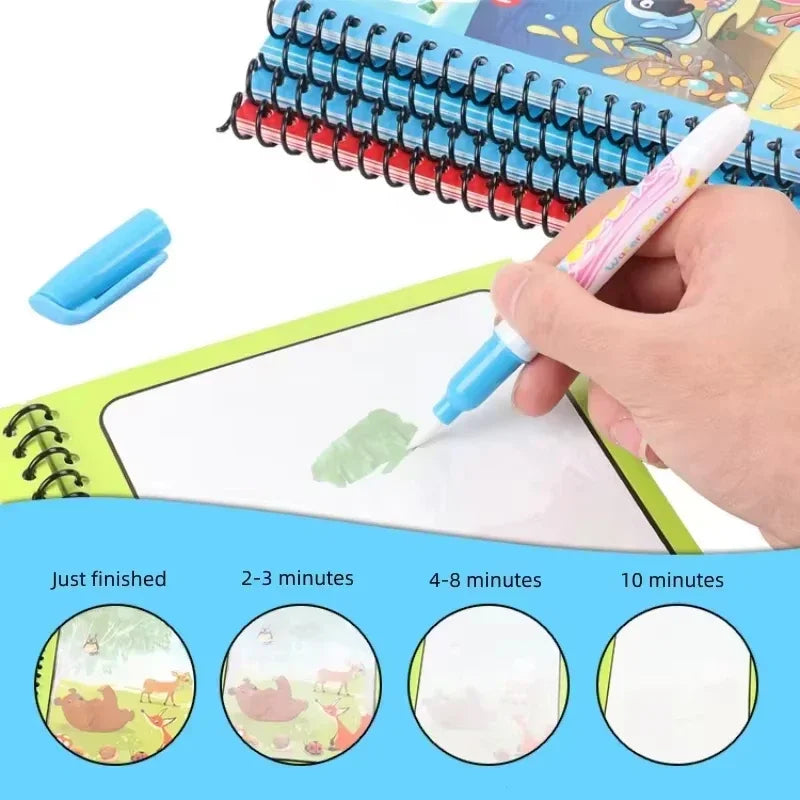 Cartoon Magic Water Painting Book Kids Early Learning Sensory Drawing Puzzle Educational Toy for Children Cartoon Painting Book