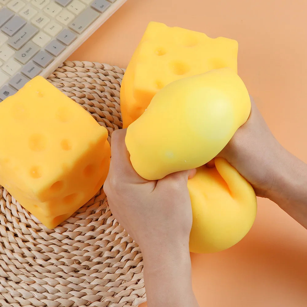 Giant Cube Cheese Squeeze Toy Simulation Extra Large Size Cheese Fidget Toy Slow Rebound Shapeable Venting Ball for Adult Gifts