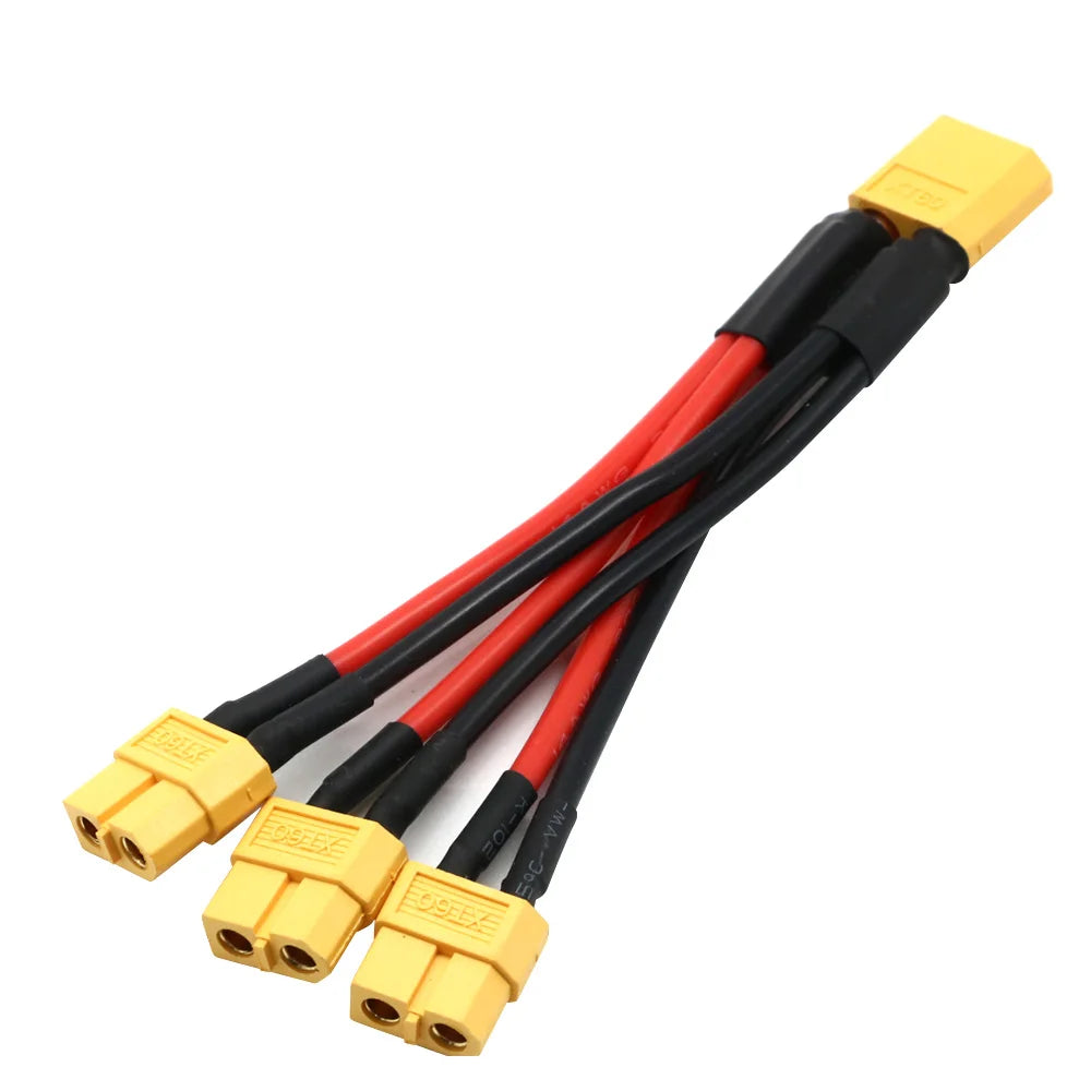 XT60 Parallel Battery Connector Male/Female Cable Dual Extension Y Splitter/ 3-Way 14AWG Silicone Wire for RC Battery Motor