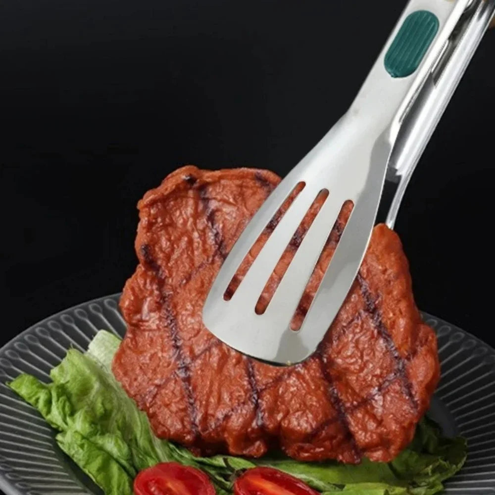 Kitchen Gadgets New Stainless Steel Food Tongs BBQ Meat Salad Bread Clip Barbecue Grill Buffet Clamp Non-slip Tong Cooking Tools