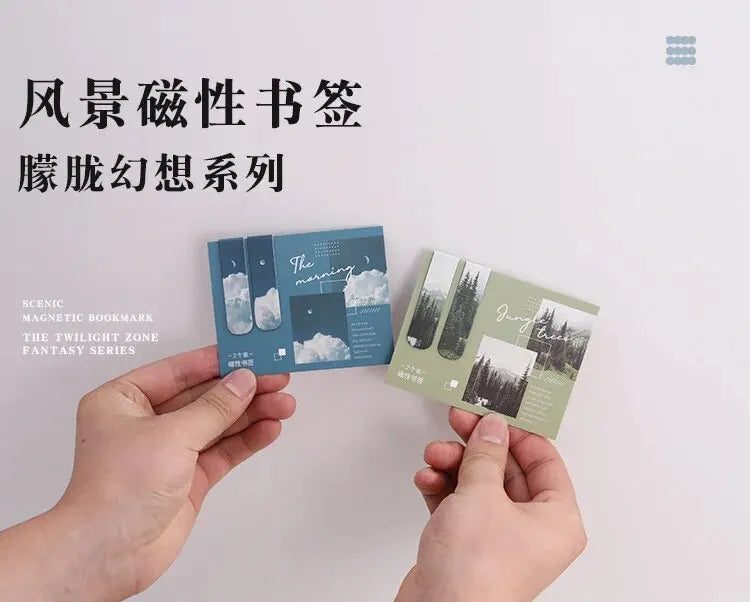 2pcs Forest Landscape Magnetic Bookmark For Pages Books Readers