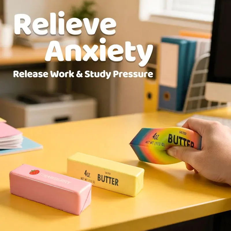 Squishy Butter Stick Fidget Toy Slow Rebound Sticky Butter Stick Stress Relief Squeeze Sensory Toy Anti-stress Gift for Adults