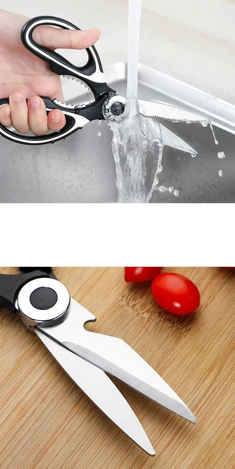 Multipurpose Stainless Steel Kitchen Scissors Heavy Duty Dishwasher Safe for Cutting Meat Poultry Fish and Opening Bottles