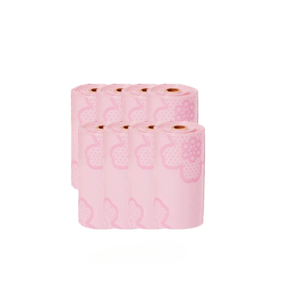 🐶 Dispensador Portátil de Bolsas para Heces de Mascotas 🌸 Diseño de Flor Rosa | 🛍️ Bolsas para Desechos | 🐾 Ideal para Paseos con tu Perro